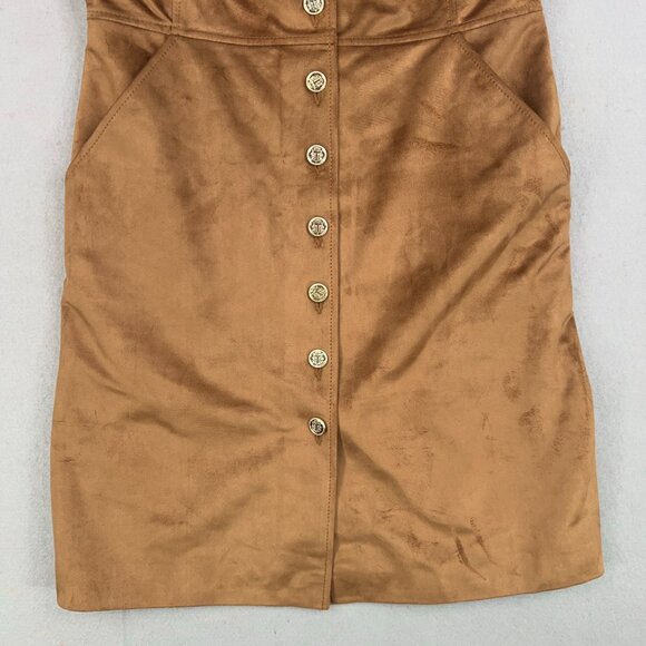 Talbots Dress Womens 2 Tan Tobacco Faux Suede Button Front Academia Quiet Luxury - Picture 4 of 14